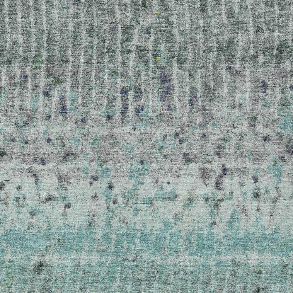 3' X 5' Teal Blue Gold And Gray Abstract Washable Indoor Outdoor Area Rug HomeRoots