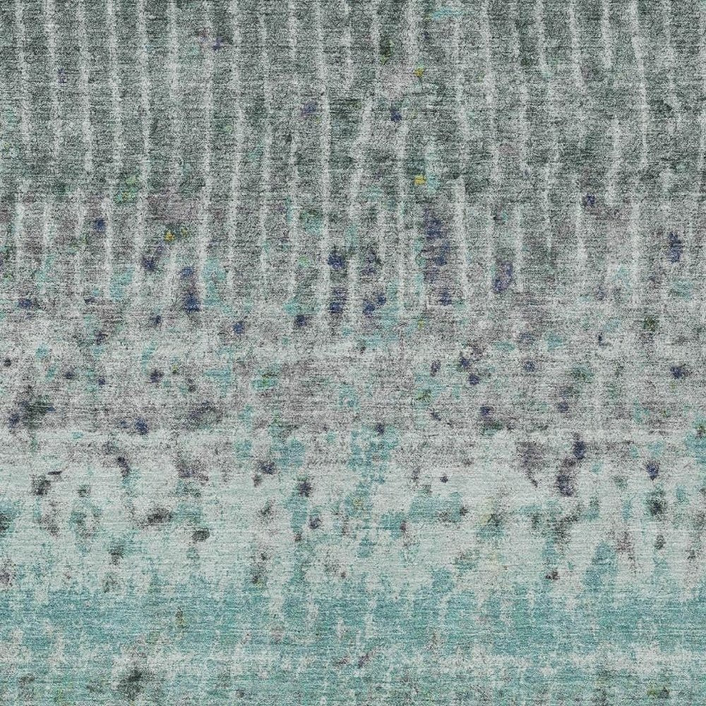 5' X 8' Teal Blue Gold And Gray Abstract Washable Indoor Outdoor Area Rug HomeRoots