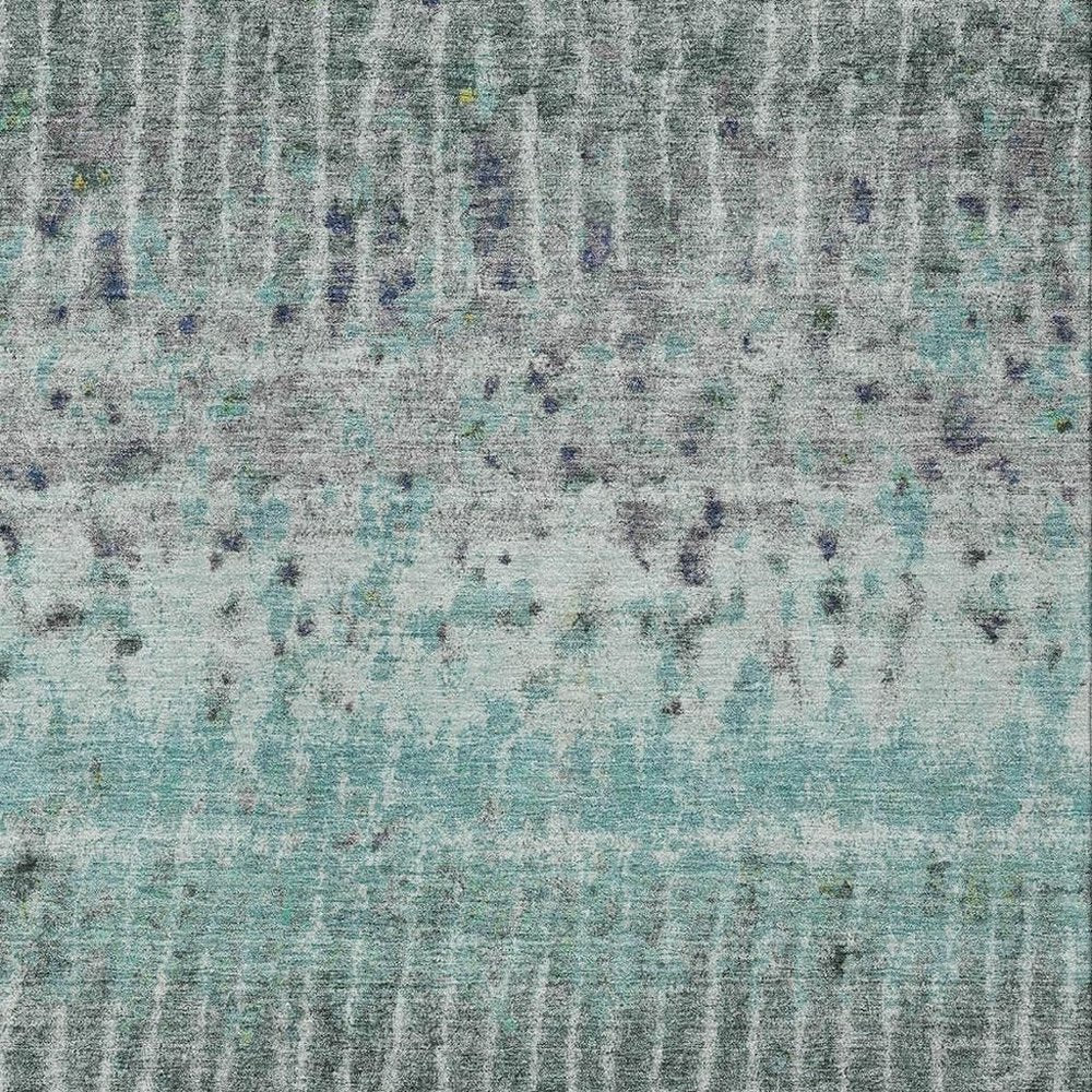 8' X 10' Teal Blue Gold And Gray Abstract Washable Indoor Outdoor Area Rug HomeRoots