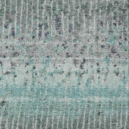 8' X 10' Teal Blue Gold And Gray Abstract Washable Indoor Outdoor Area Rug HomeRoots