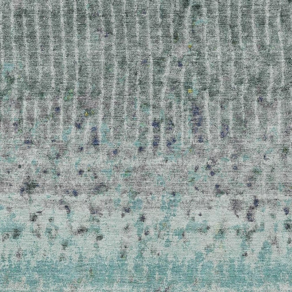 9' X 12' Teal Blue Gold And Gray Abstract Washable Indoor Outdoor Area Rug HomeRoots