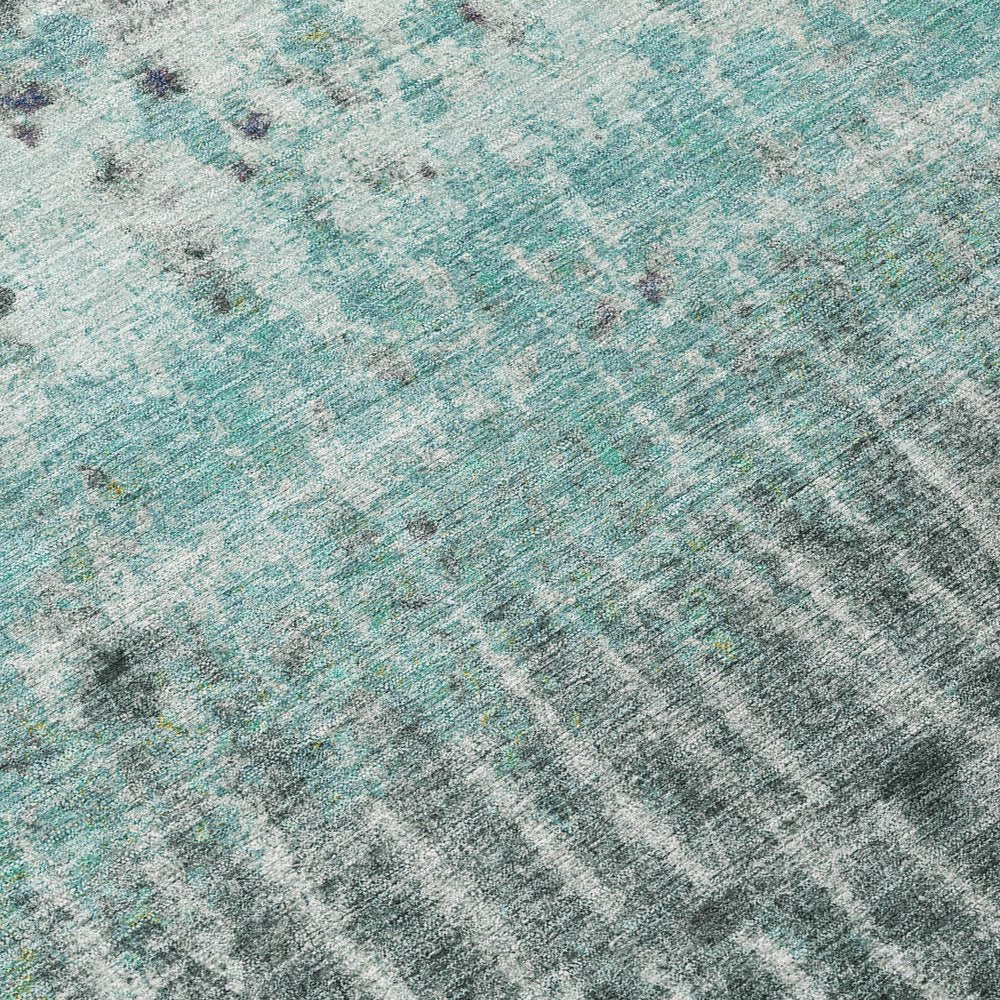 9' X 12' Teal Blue Gold And Gray Abstract Washable Indoor Outdoor Area Rug HomeRoots