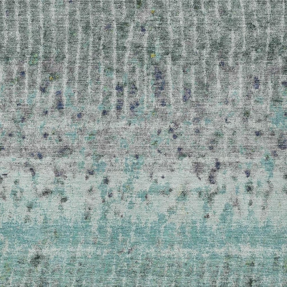 10' X 14' Teal Blue Gold And Gray Abstract Washable Indoor Outdoor Area Rug HomeRoots