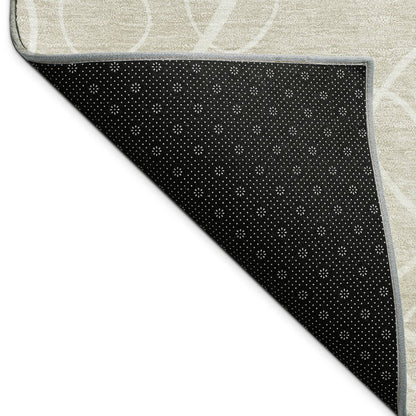3' X 5' Beige And Ivory Geometric Washable Indoor Outdoor Area Rug HomeRoots