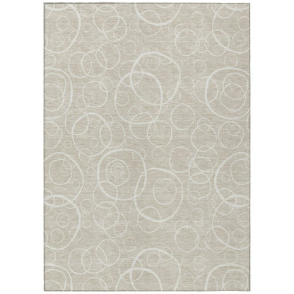 8' X 10' Beige And Ivory Geometric Washable Indoor Outdoor Area Rug HomeRoots