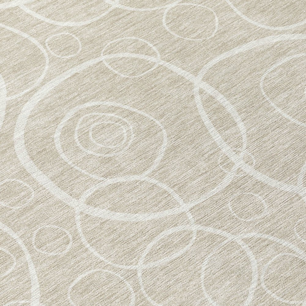 10' X 14' Beige And Ivory Geometric Washable Indoor Outdoor Area Rug HomeRoots