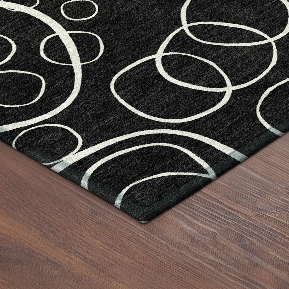 3' X 5' Black And Ivory Geometric Washable Indoor Outdoor Area Rug HomeRoots