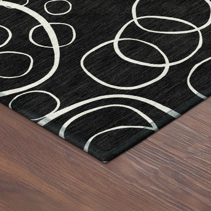 3' X 5' Black And Ivory Geometric Washable Indoor Outdoor Area Rug HomeRoots