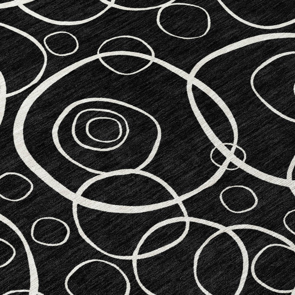3' X 5' Black And Ivory Geometric Washable Indoor Outdoor Area Rug HomeRoots
