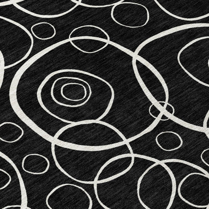 3' X 5' Black And Ivory Geometric Washable Indoor Outdoor Area Rug HomeRoots