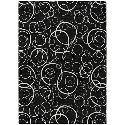 8' X 10' Black And Ivory Geometric Washable Indoor Outdoor Area Rug HomeRoots