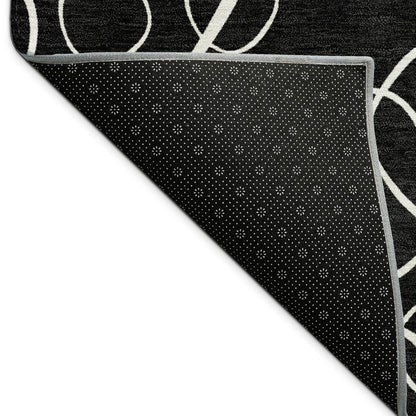 8' X 10' Black And Ivory Geometric Washable Indoor Outdoor Area Rug HomeRoots