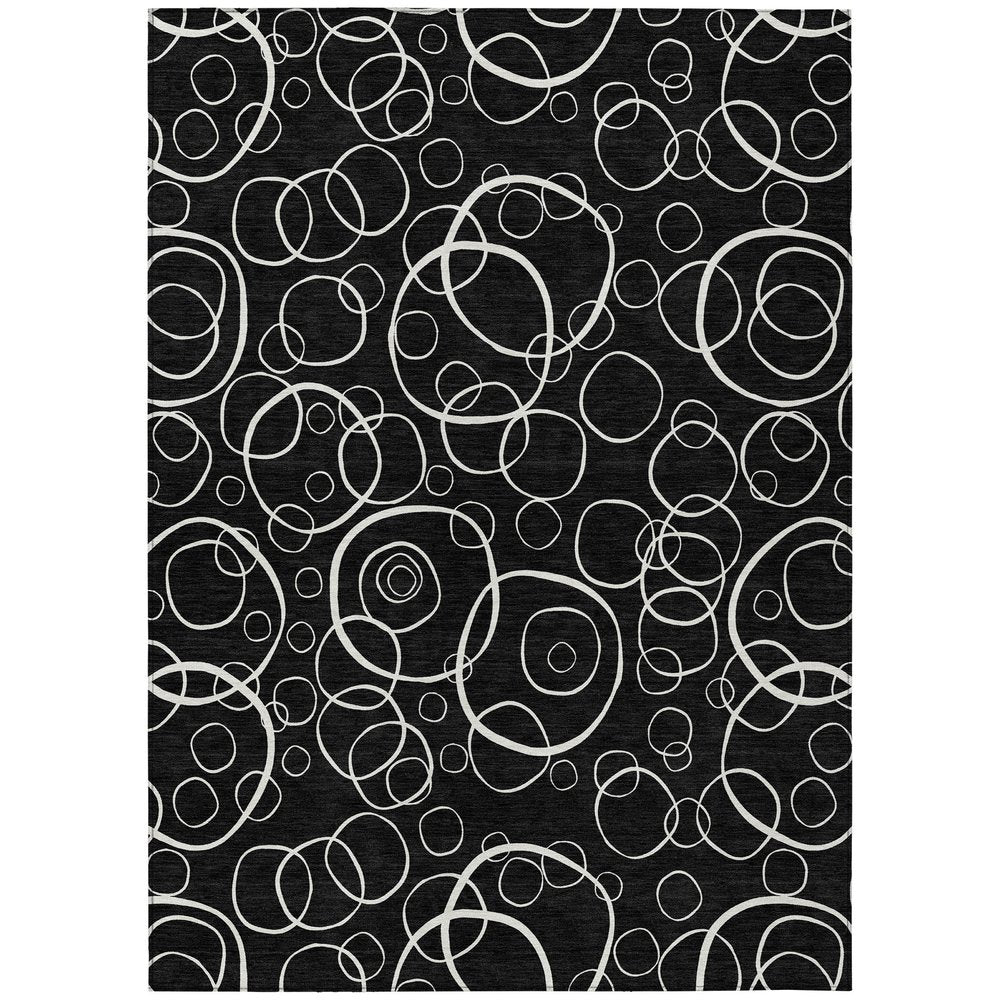 10' X 14' Black And Ivory Geometric Washable Indoor Outdoor Area Rug HomeRoots