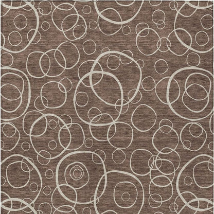 5' X 8' Brown And Beige Geometric Washable Indoor Outdoor Area Rug HomeRoots