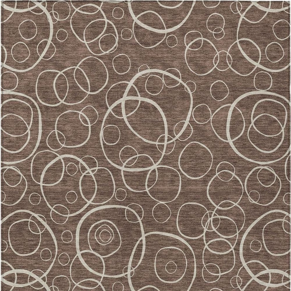 8' X 10' Brown And Beige Geometric Washable Indoor Outdoor Area Rug HomeRoots