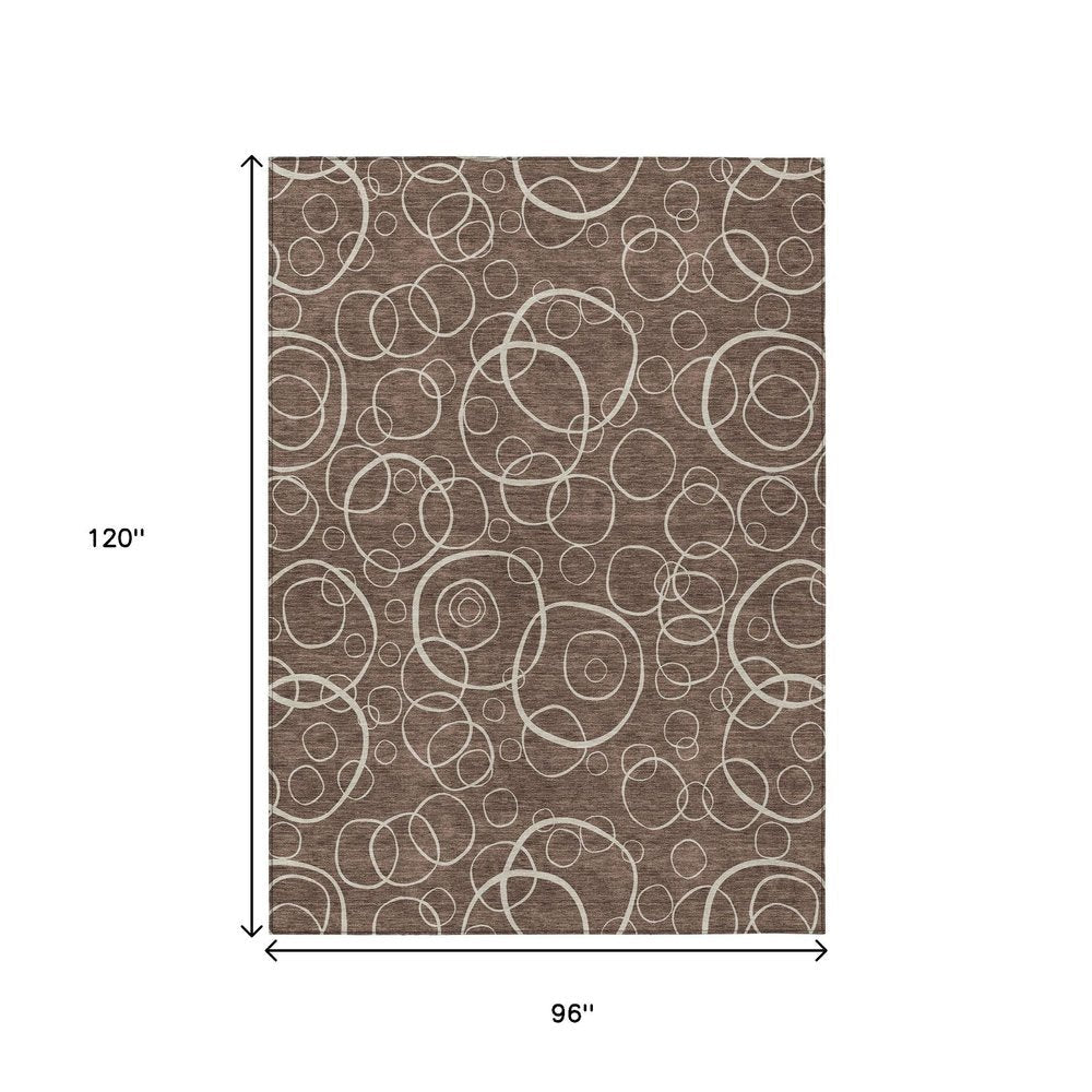 8' X 10' Brown And Beige Geometric Washable Indoor Outdoor Area Rug HomeRoots