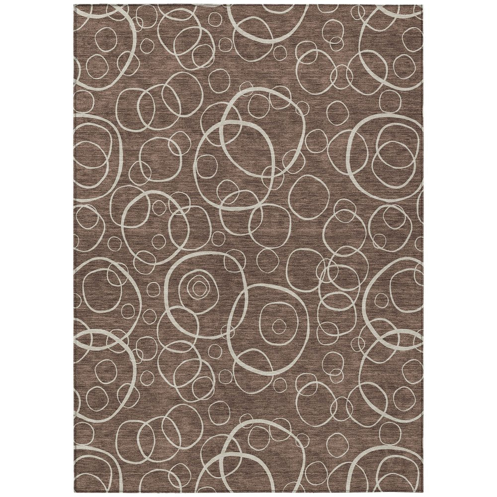 8' X 10' Brown And Beige Geometric Washable Indoor Outdoor Area Rug HomeRoots