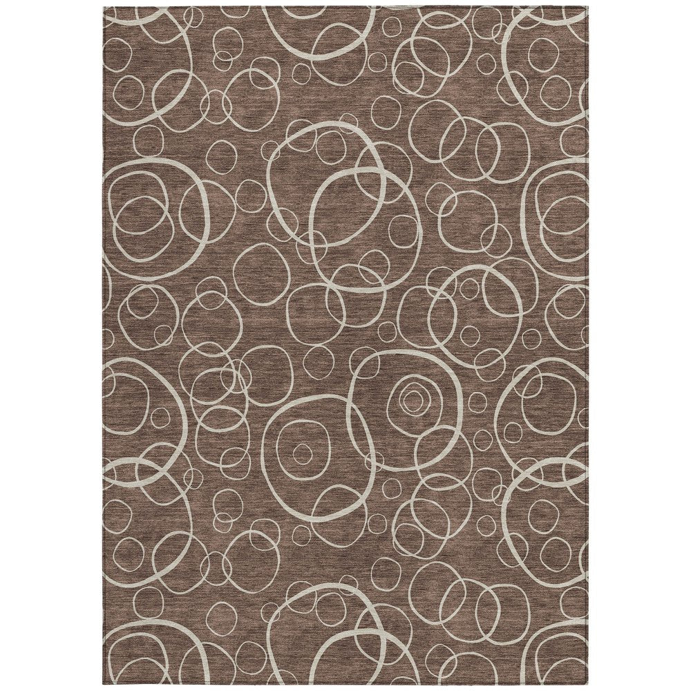9' X 12' Brown And Beige Geometric Washable Indoor Outdoor Area Rug HomeRoots