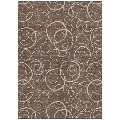 9' X 12' Brown And Beige Geometric Washable Indoor Outdoor Area Rug HomeRoots