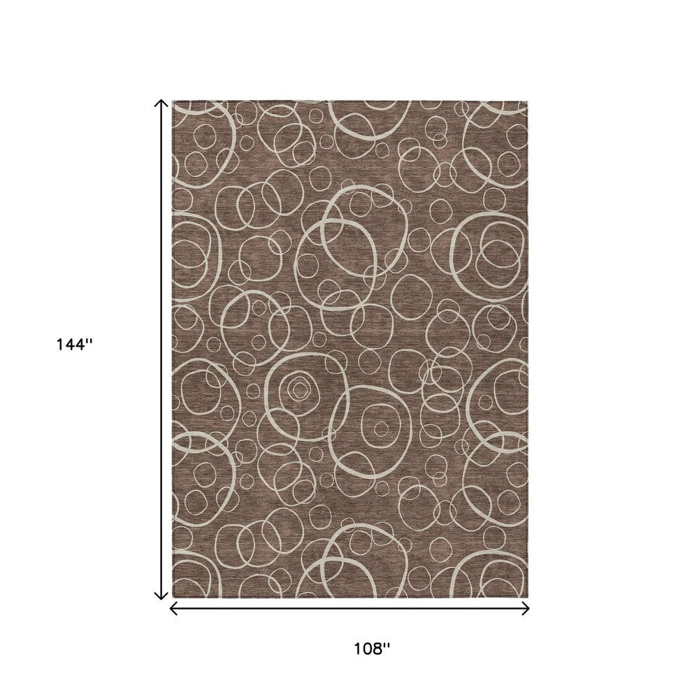 9' X 12' Brown And Beige Geometric Washable Indoor Outdoor Area Rug HomeRoots