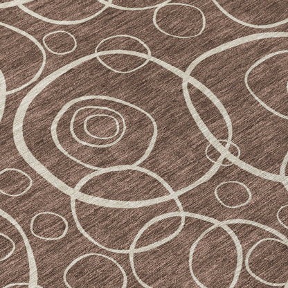9' X 12' Brown And Beige Geometric Washable Indoor Outdoor Area Rug HomeRoots