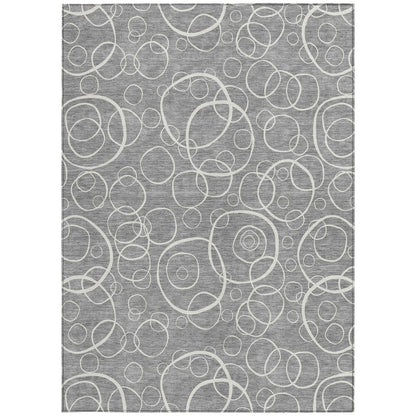 8' X 10' Gray And Ivory Geometric Washable Indoor Outdoor Area Rug HomeRoots