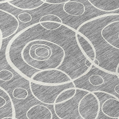 8' X 10' Gray And Ivory Geometric Washable Indoor Outdoor Area Rug HomeRoots