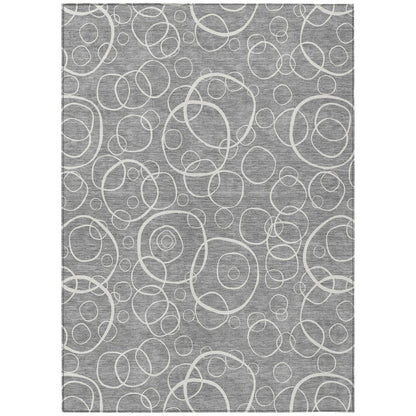 9' X 12' Gray And Ivory Geometric Washable Indoor Outdoor Area Rug HomeRoots