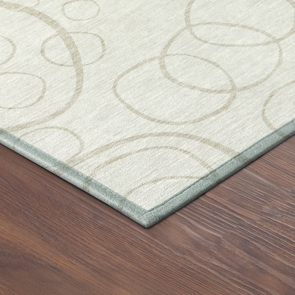 8' Ivory And Beige Round Geometric Washable Indoor Outdoor Area Rug HomeRoots