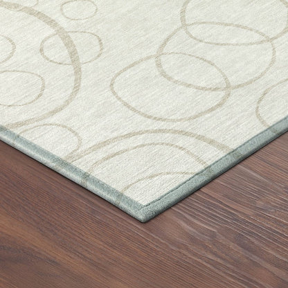 8' Ivory And Beige Round Geometric Washable Indoor Outdoor Area Rug HomeRoots