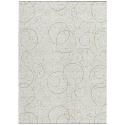 8' X 10' Ivory And Beige Geometric Washable Indoor Outdoor Area Rug HomeRoots
