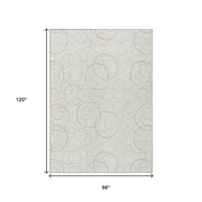 8' X 10' Ivory And Beige Geometric Washable Indoor Outdoor Area Rug HomeRoots