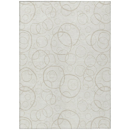 10' X 14' Ivory And Beige Geometric Washable Indoor Outdoor Area Rug HomeRoots