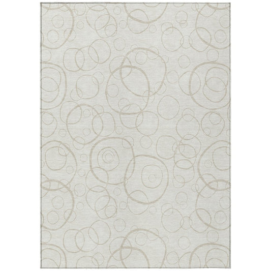 10' X 14' Ivory And Beige Geometric Washable Indoor Outdoor Area Rug HomeRoots