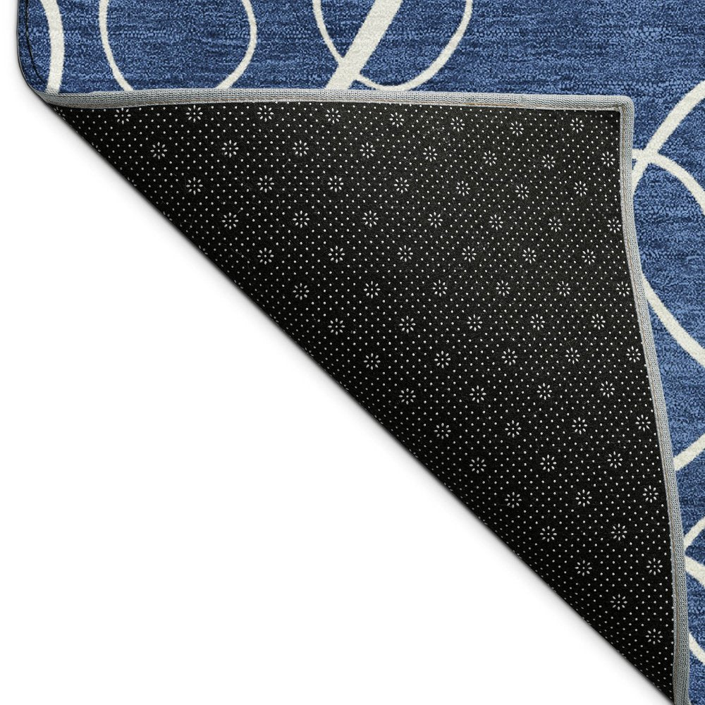 3' X 5' Navy Blue And Ivory Geometric Washable Indoor Outdoor Area Rug HomeRoots