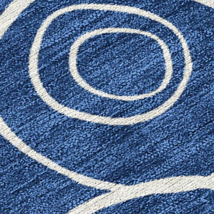 8' X 10' Navy Blue And Ivory Geometric Washable Indoor Outdoor Area Rug HomeRoots