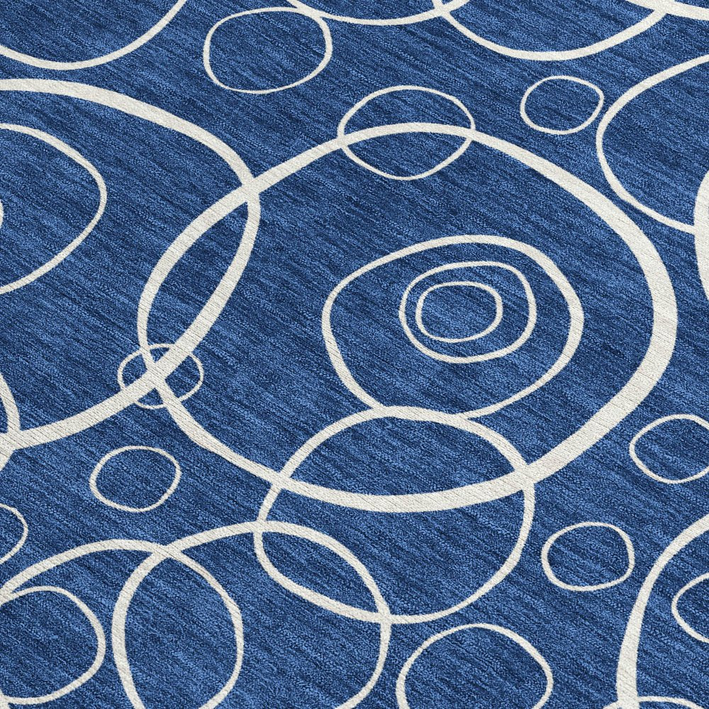 8' X 10' Navy Blue And Ivory Geometric Washable Indoor Outdoor Area Rug HomeRoots