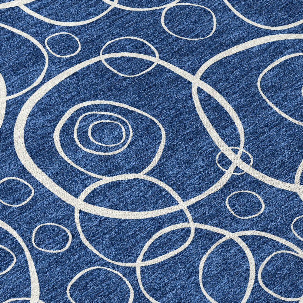 8' X 10' Navy Blue And Ivory Geometric Washable Indoor Outdoor Area Rug HomeRoots