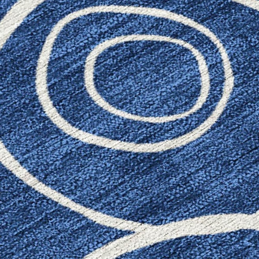 10' X 14' Navy Blue And Ivory Geometric Washable Indoor Outdoor Area Rug HomeRoots