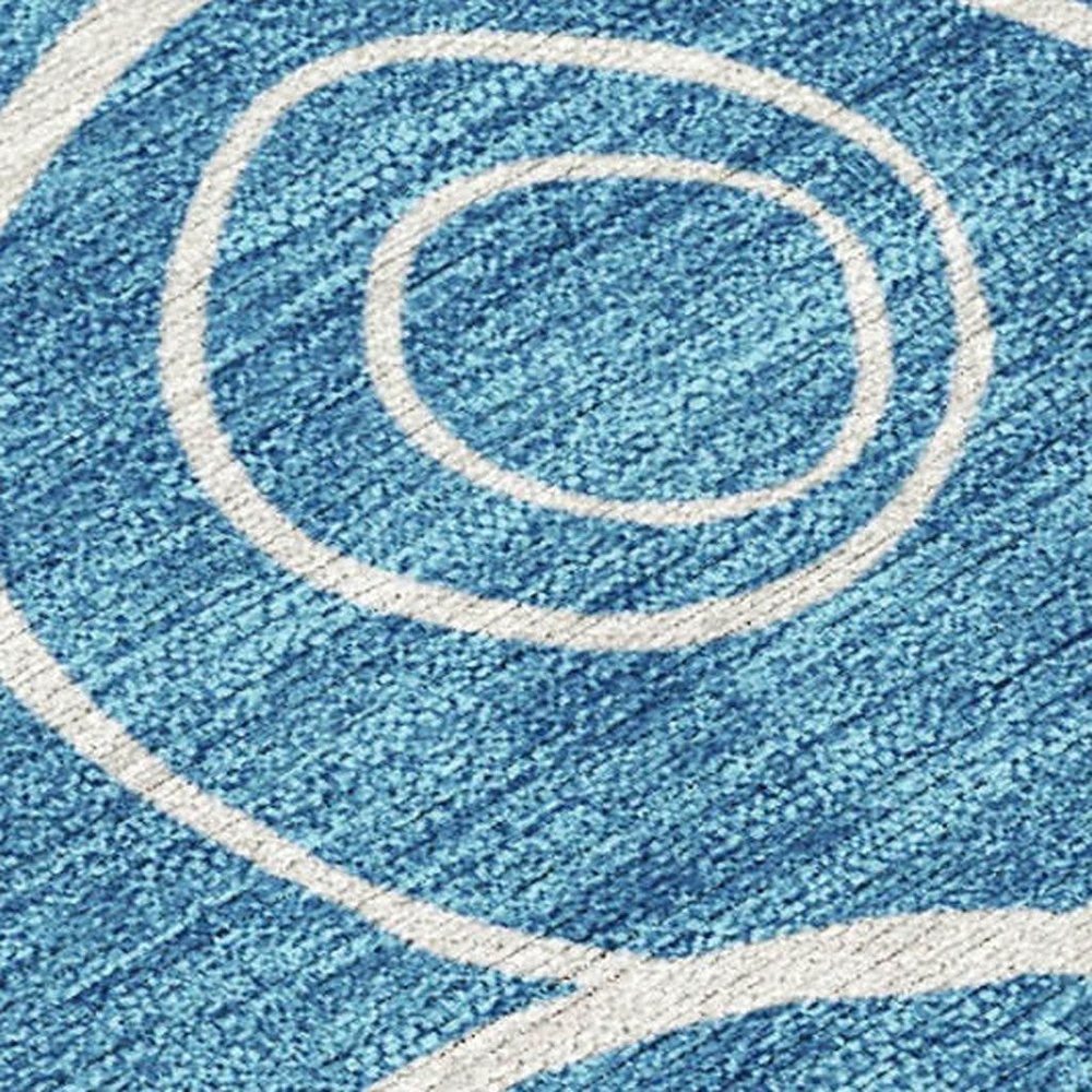 3' X 5' Teal Blue And Ivory Geometric Washable Indoor Outdoor Area Rug HomeRoots