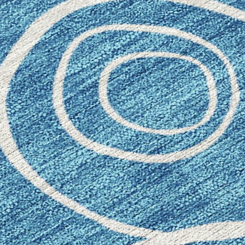 8' X 10' Teal Blue And Ivory Geometric Washable Indoor Outdoor Area Rug HomeRoots