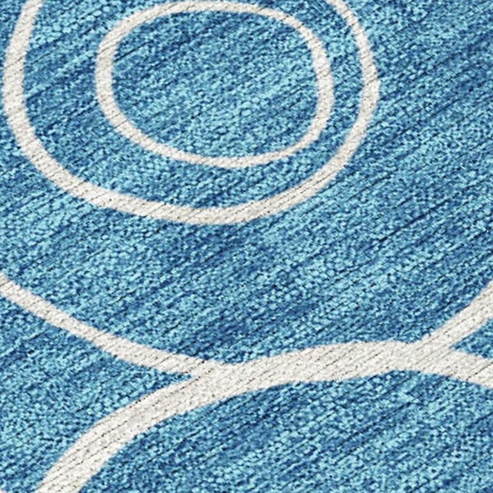 10' X 14' Teal Blue And Ivory Geometric Washable Indoor Outdoor Area Rug HomeRoots