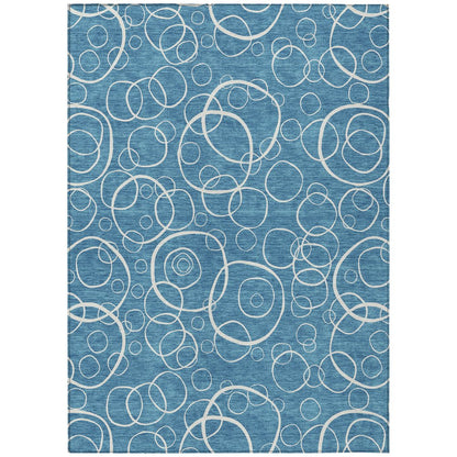 10' X 14' Teal Blue And Ivory Geometric Washable Indoor Outdoor Area Rug HomeRoots