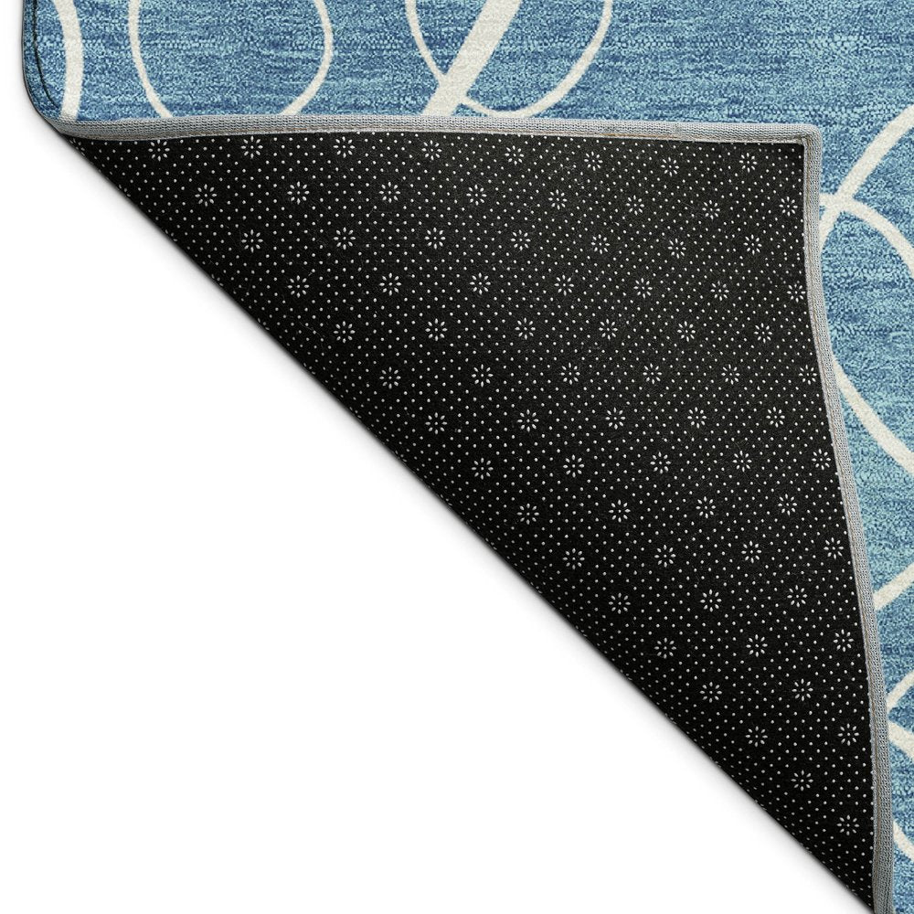 10' X 14' Teal Blue And Ivory Geometric Washable Indoor Outdoor Area Rug HomeRoots