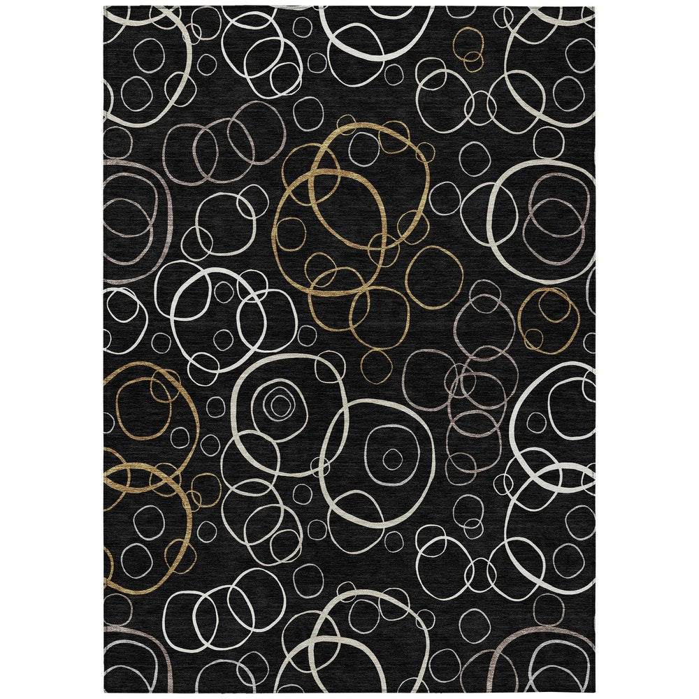 3' X 5' Black Ivory And Brown Geometric Washable Indoor Outdoor Area Rug HomeRoots