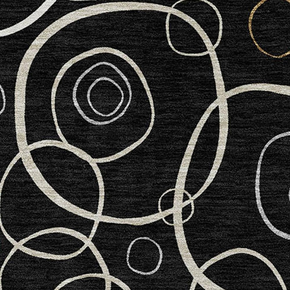 5' X 8' Black Ivory And Brown Geometric Washable Indoor Outdoor Area Rug HomeRoots