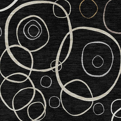 5' X 8' Black Ivory And Brown Geometric Washable Indoor Outdoor Area Rug HomeRoots