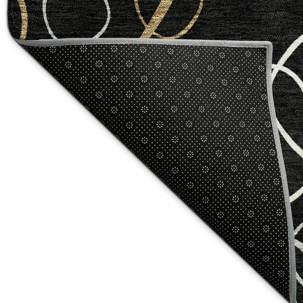 5' X 8' Black Ivory And Brown Geometric Washable Indoor Outdoor Area Rug HomeRoots