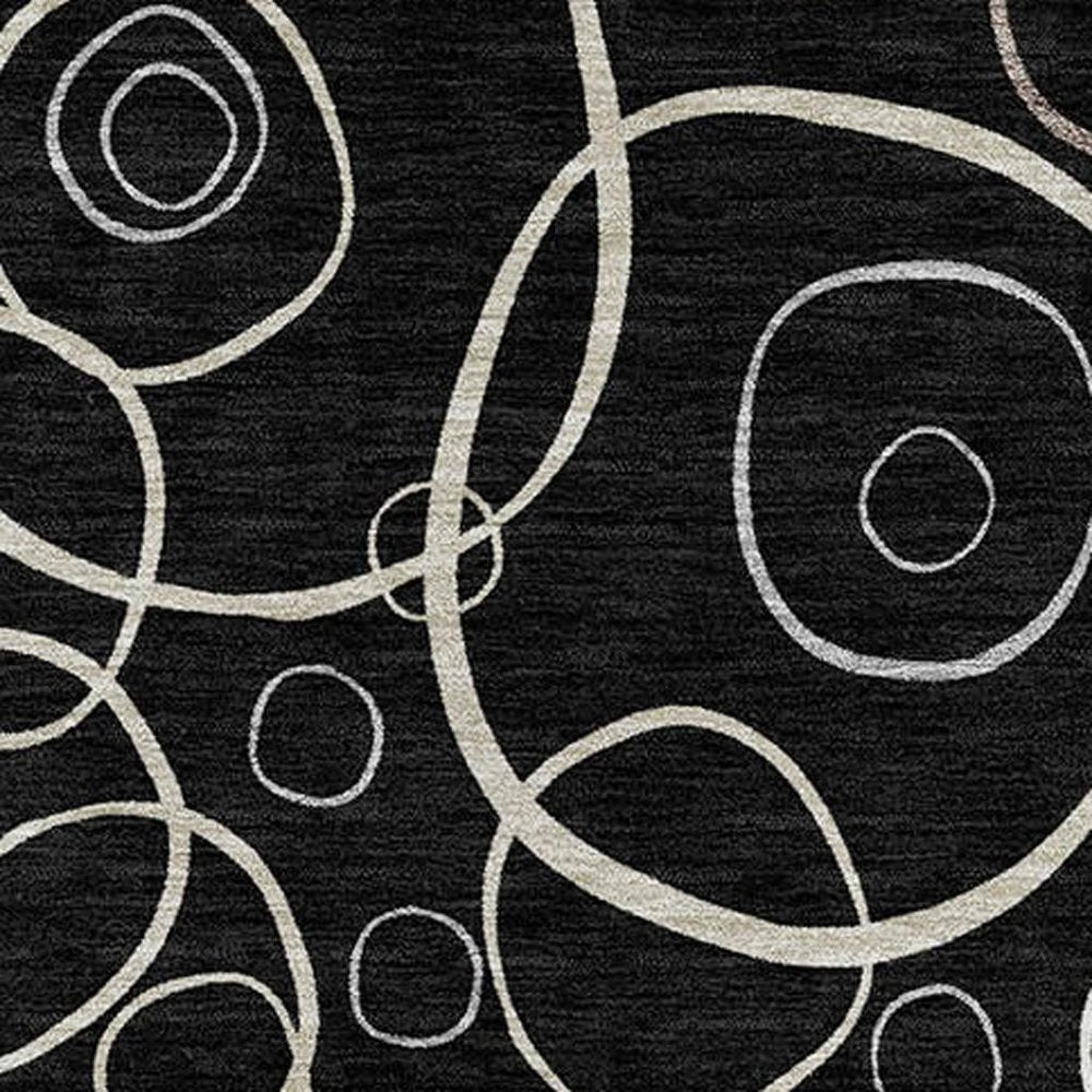 8' X 10' Black Ivory And Brown Geometric Washable Indoor Outdoor Area Rug HomeRoots