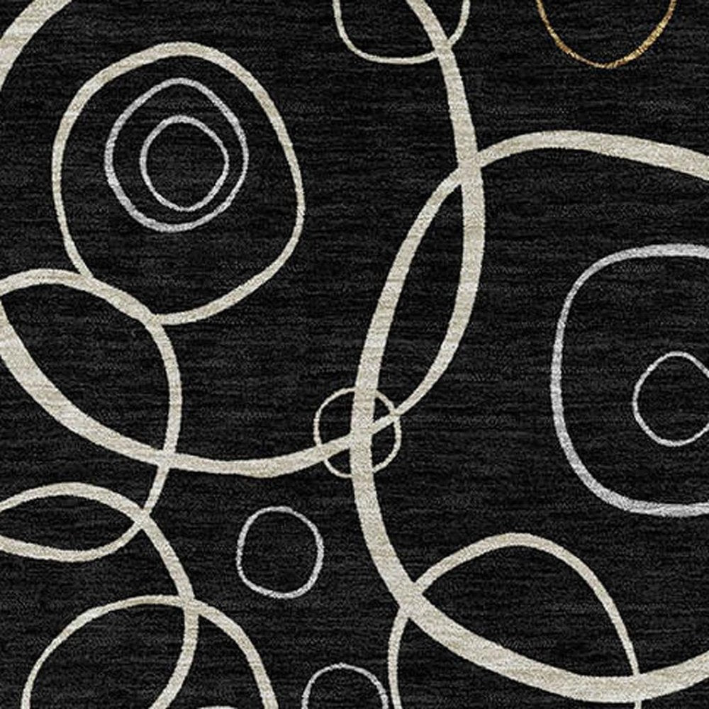 9' X 12' Black Ivory And Brown Geometric Washable Indoor Outdoor Area Rug HomeRoots